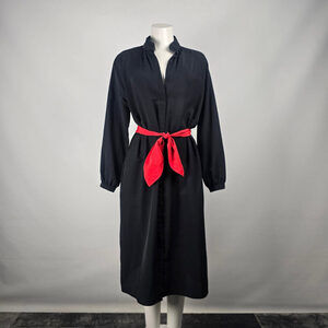 Vintage Kimberly Club The Classic Shirt Dress Black Button Up Dress Size 14